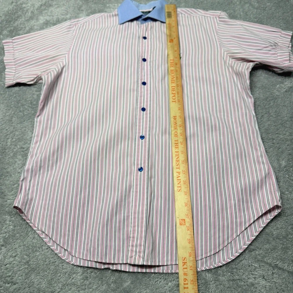 Polo Ralph Lauren Shirt Mens L Pink Stripe Stanton Classic Fit Short Sleeve Pony
